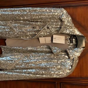 GENERATION LOVE NWT robin sequin Moto jacket In silver size small